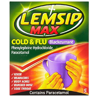 Lemsip Max Cold & Flu Blackcurrant 5Pk