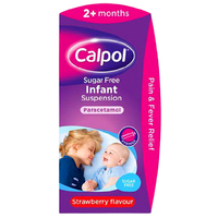 Calpol Sugar Free Infant Suspension, 2+ Months, Strawberry Flavour