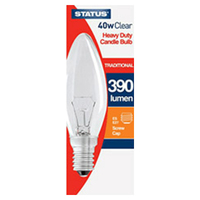 Status 40W Es Clear Candle Light Bulb | Incandescent
